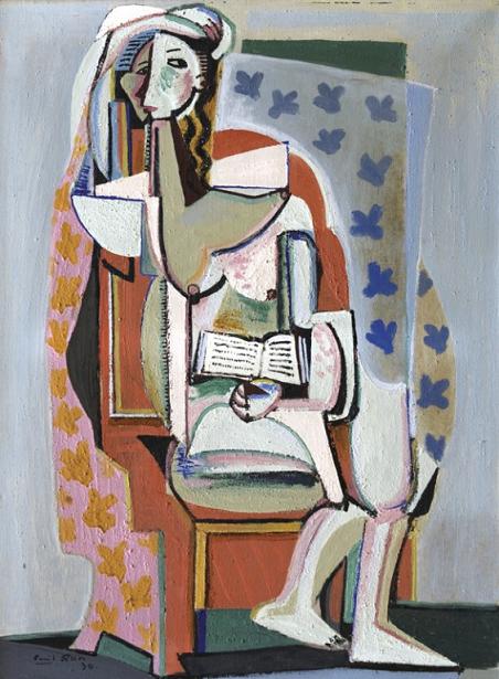 Žena v křesle s knihou (1930) - Emil Filla Tablo