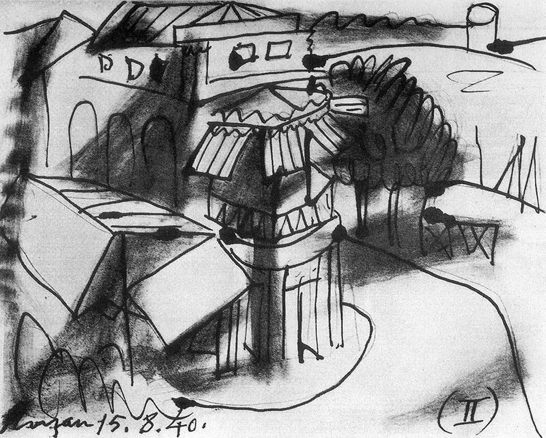 Café in Royan (1940) - Pablo Picasso Tablo