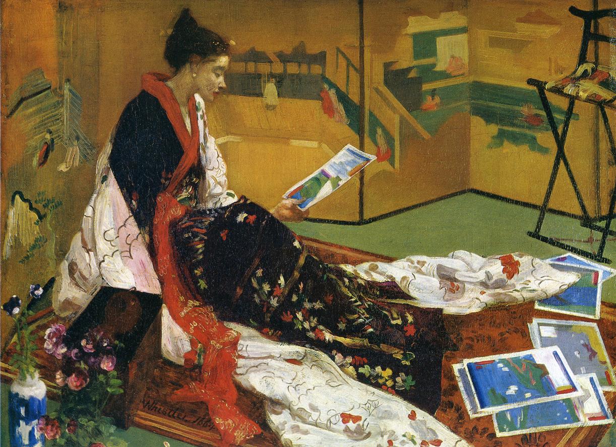 Caprice in Purple and Gold The Golden Screen (1864) - James McNeill Whistler Tablo