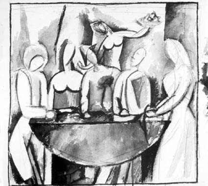 Carnival at the bistro (1909) - Pablo Picasso Tablo