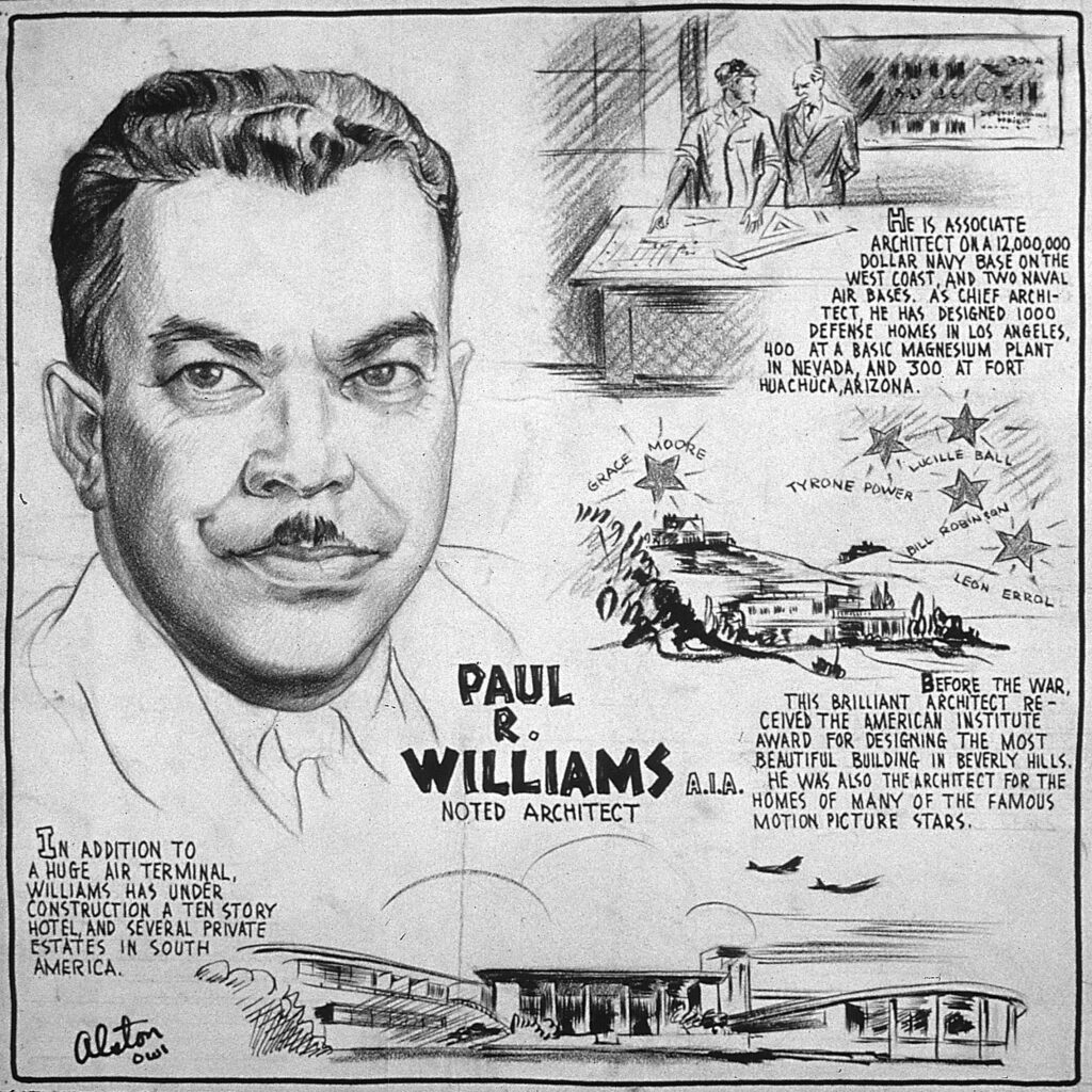 Cartoon of Paul R. Williams (1943) – Charles Alston Tablo