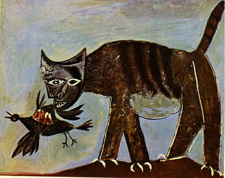 Cat catching a bird (1939) - Pablo Picasso Tablo