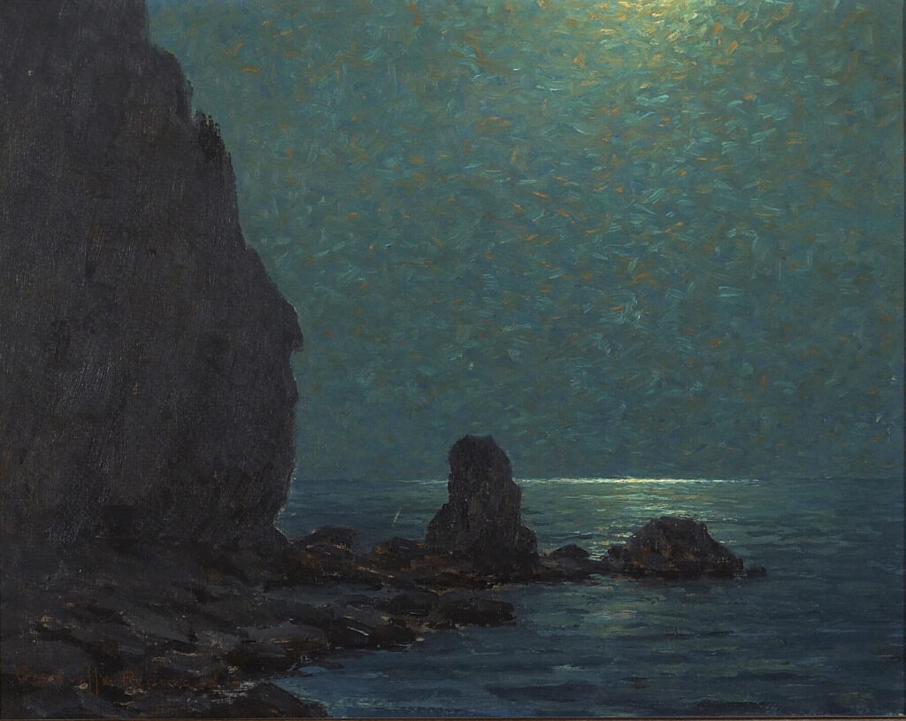 Catalina Island Coast Under a Moonlit Sky - Granville Redmond Tablo