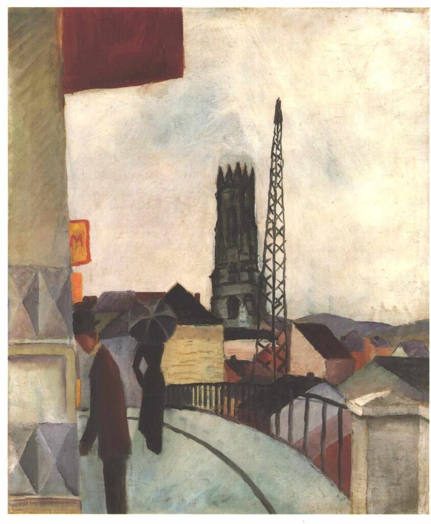 Cathedral of Freiburg in Switzerland (1914) - August Macke Tablo