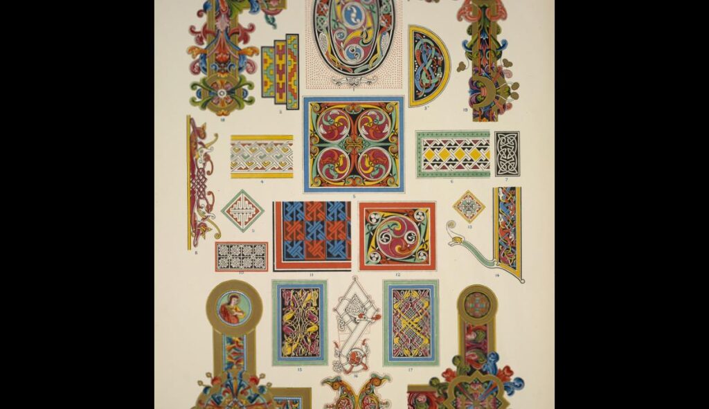 Celtic Ornament no. 3. Spiral, diagonal, zoomorphican and later Anglo Saxon ornament – Owen Jones Tablo