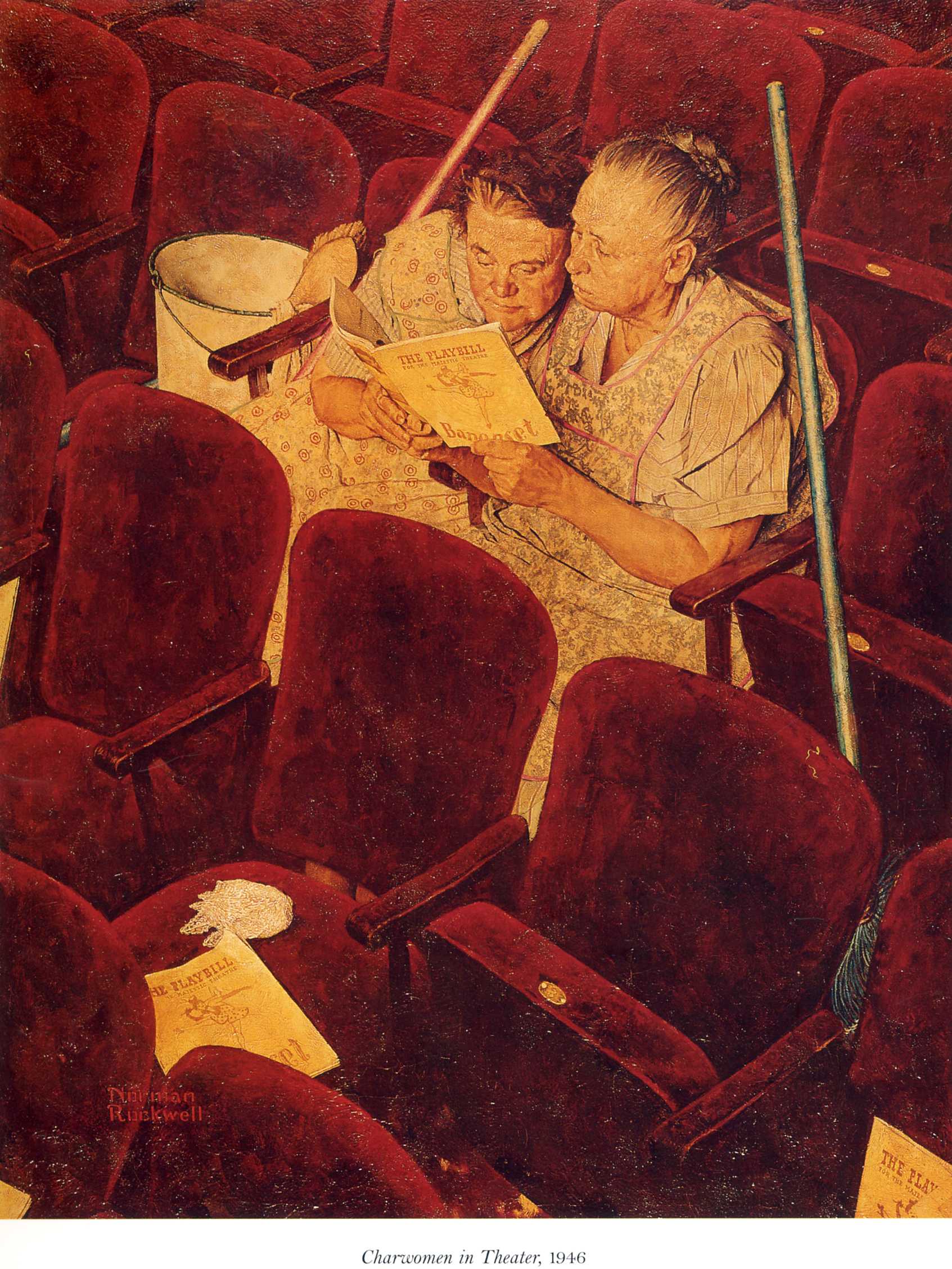 Charwomen in Theater (1946) - Norman Rockwell Tablo