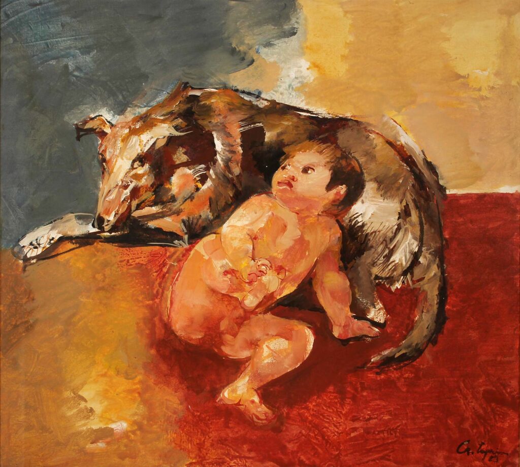 Chico y perro - Juan Carlos Castagnino Tablo