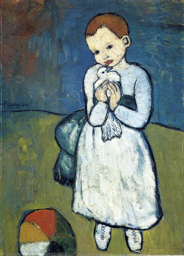Child with dove (1901) - Pablo Picasso Tablo