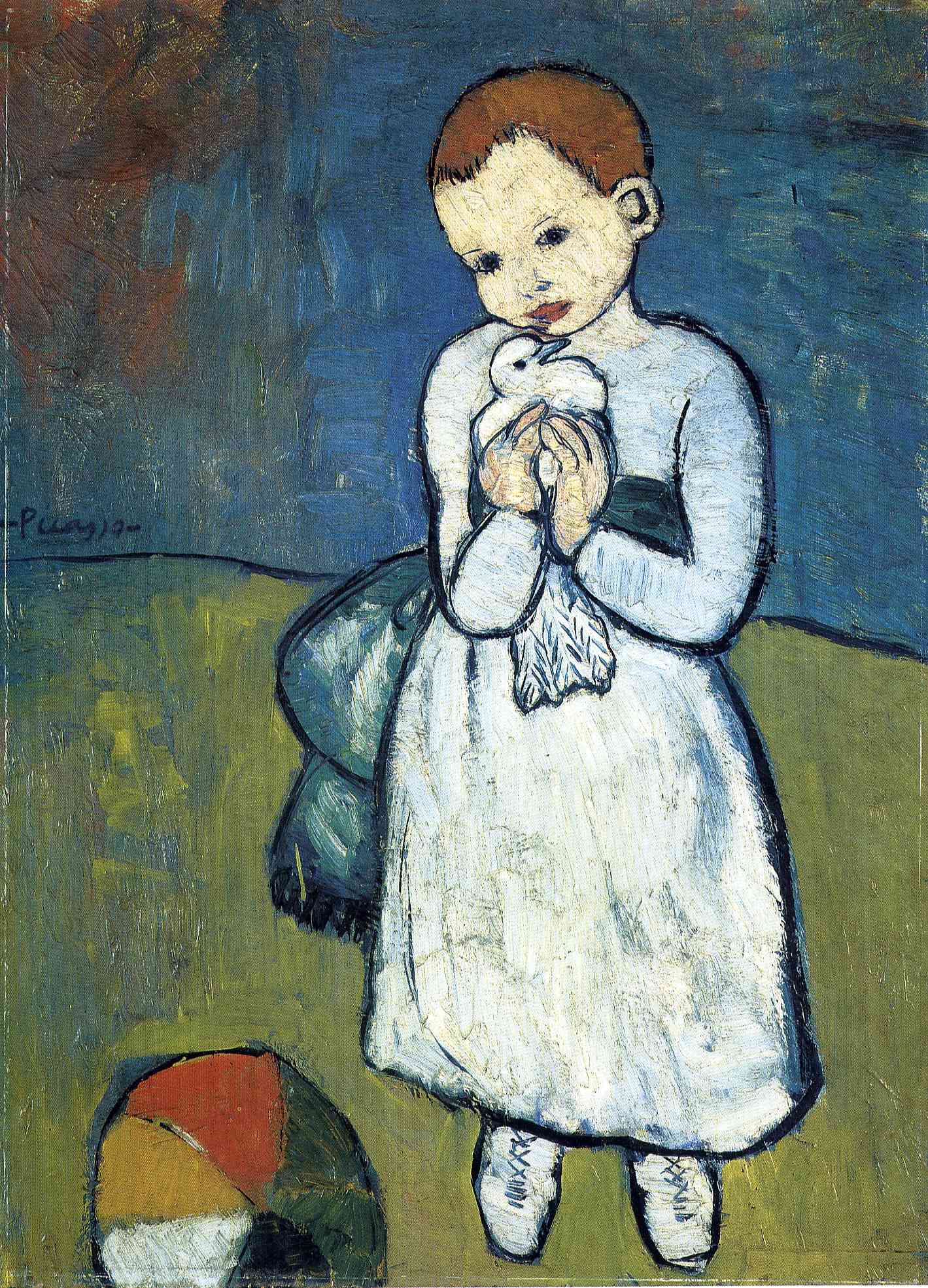 Child with dove (1901) - Pablo Picasso Tablo