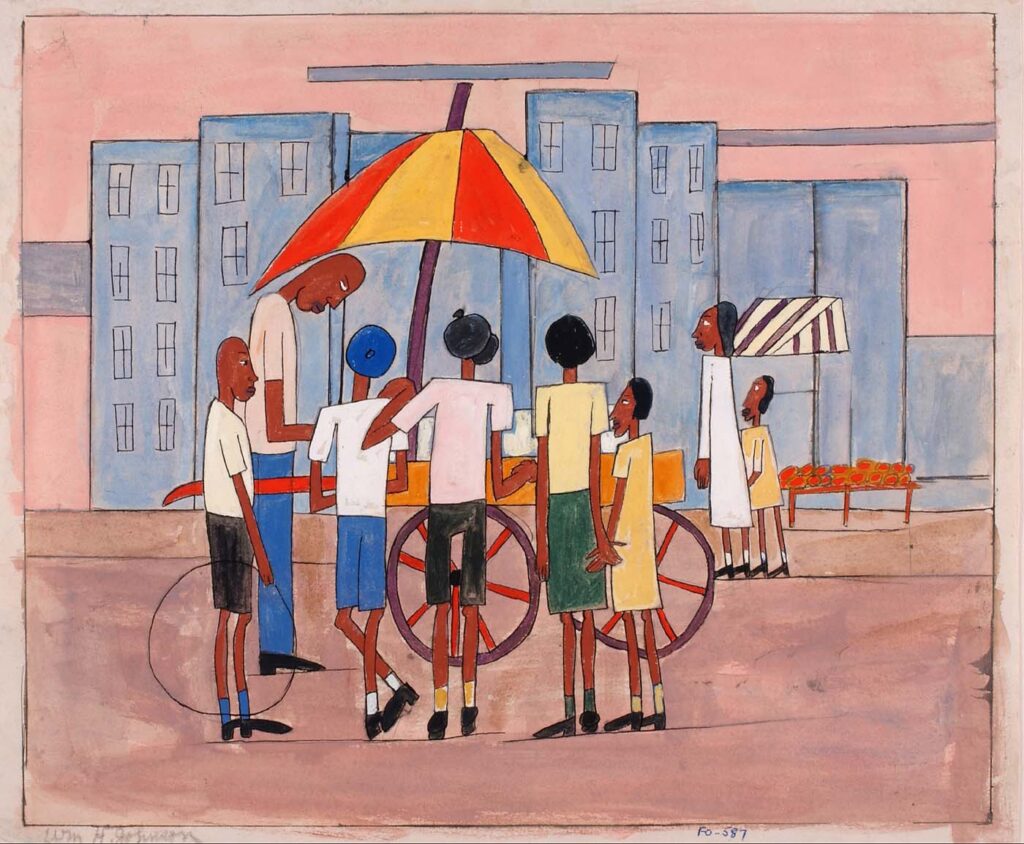 Children at Ice Cream Stand (1939) - William H. Johnson Tablo