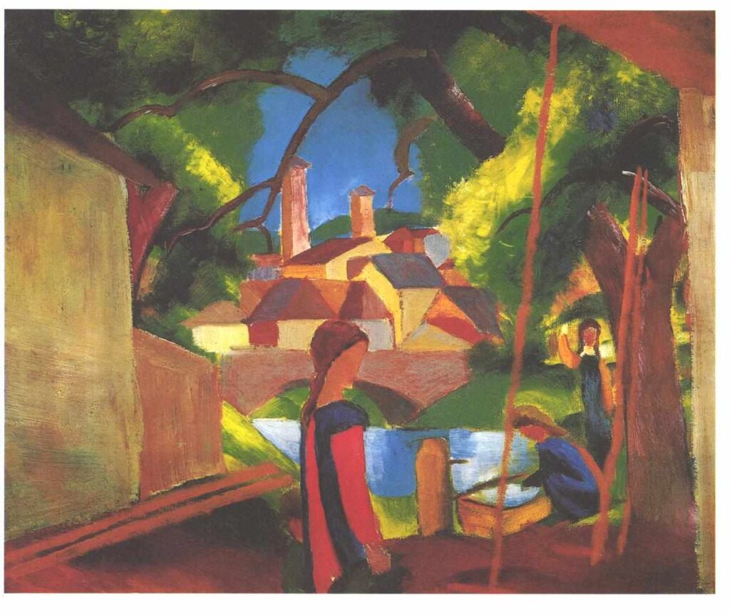 Children at the fountain - August Macke Tablo