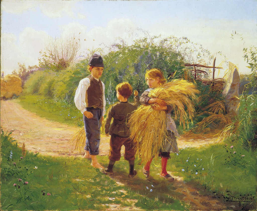 Children collecting leftover crops (1883) - Hans Andersen Brendekilde Tablo