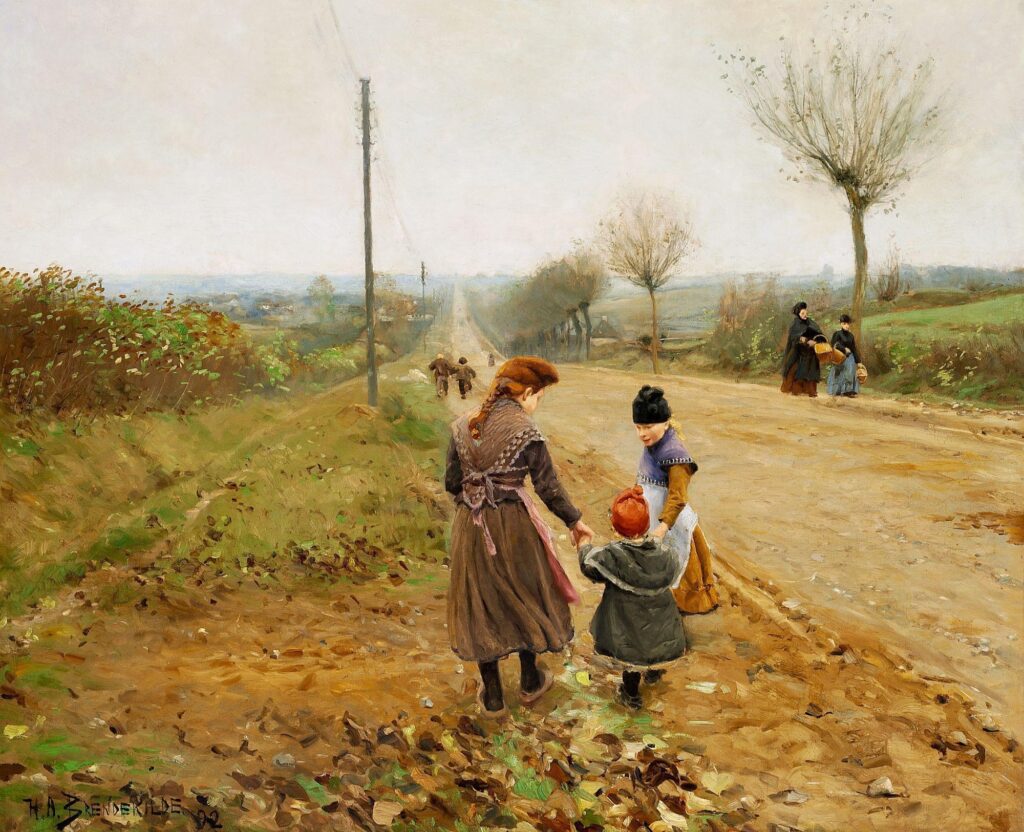 Children on a Country Road (The First Steps) (1892) - Hans Andersen Brendekilde Tablo
