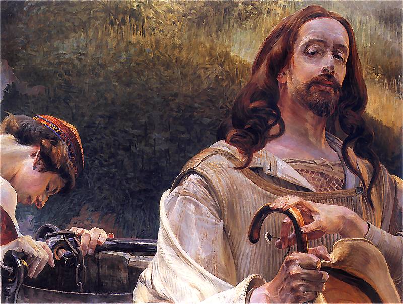 Christ and the Samaritan Woman - Jacek Malczewski Tablo