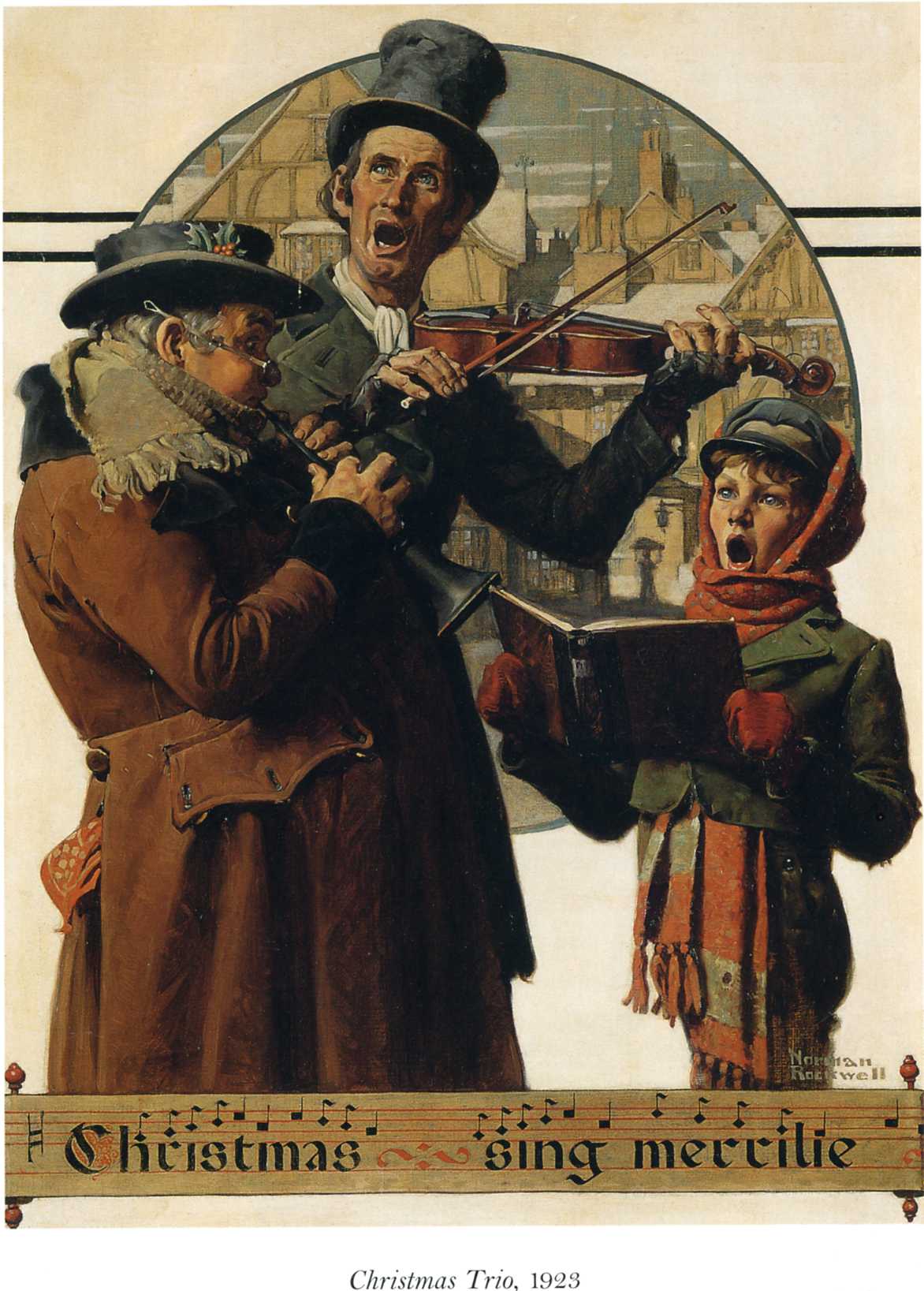 Christmas Trio (1923) - Norman Rockwell Tablo
