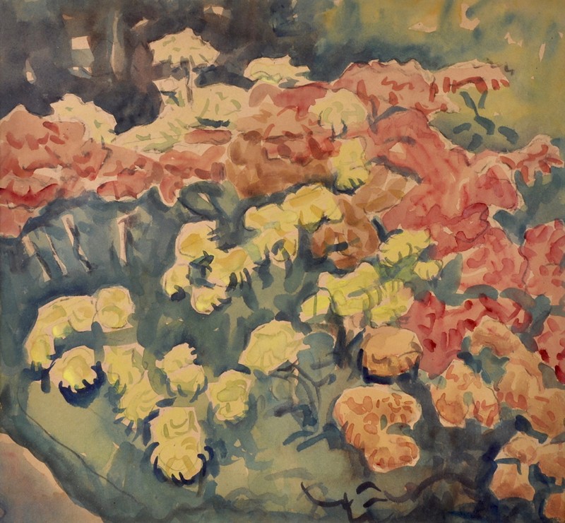 Chrysanthemums in the Garden - Dorrit Black Tablo