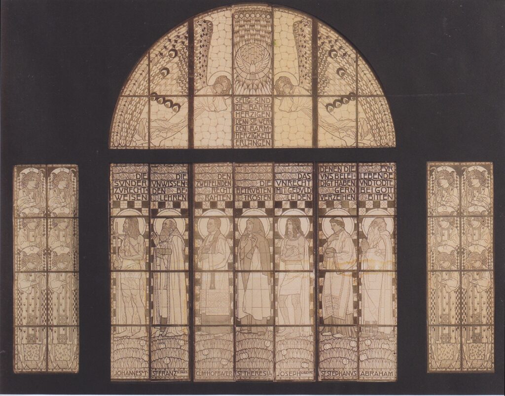 Church Am Steinhof, drawing of western window - Koloman Moser Tablo