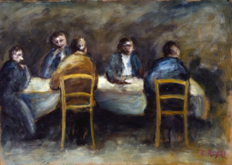 Cinque uomini al tavolo – Ottone Rosai Tablo