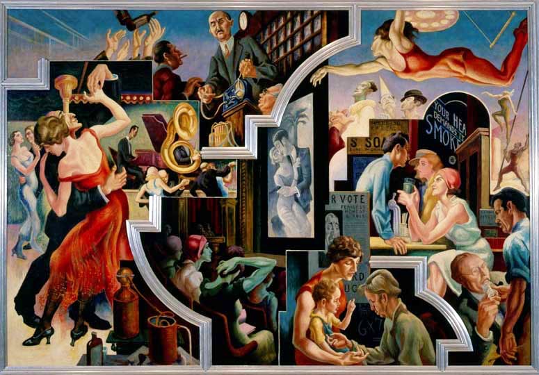 City Activities with Dance Hall (1931) - Thomas Hart Benton Tablo