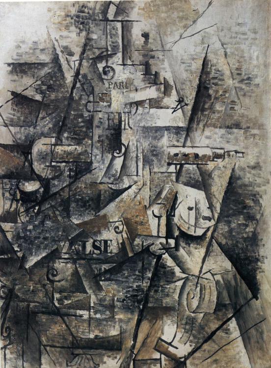 Clarinet and Bottle of Rum on a Mantelpiece (1911) - Georges Braque Tablo