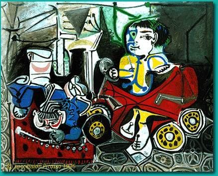 Claude and Paloma playing (1950) - Pablo Picasso Tablo