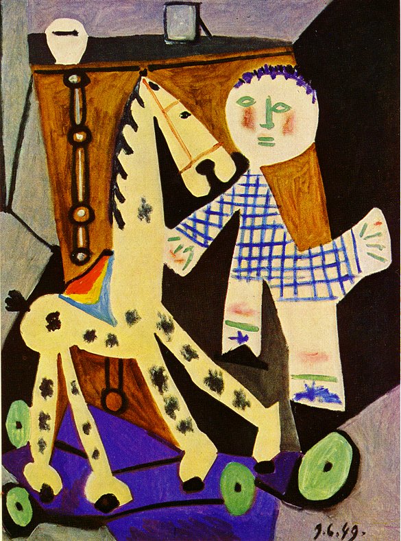 Claude, two years old, and his hobby horse (1949) - Pablo Picasso Tablo