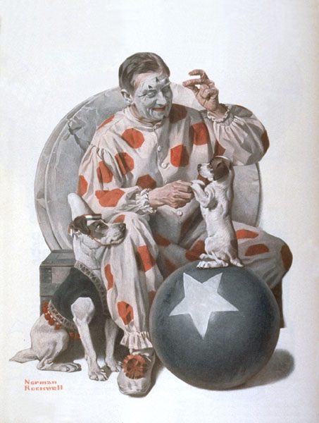 Clown Training Dogs (1923) - Norman Rockwell Tablo