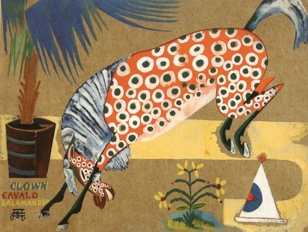 Clown, Horse, Salamandra (1912) - Amadeo de Souza-Cardoso Tablo