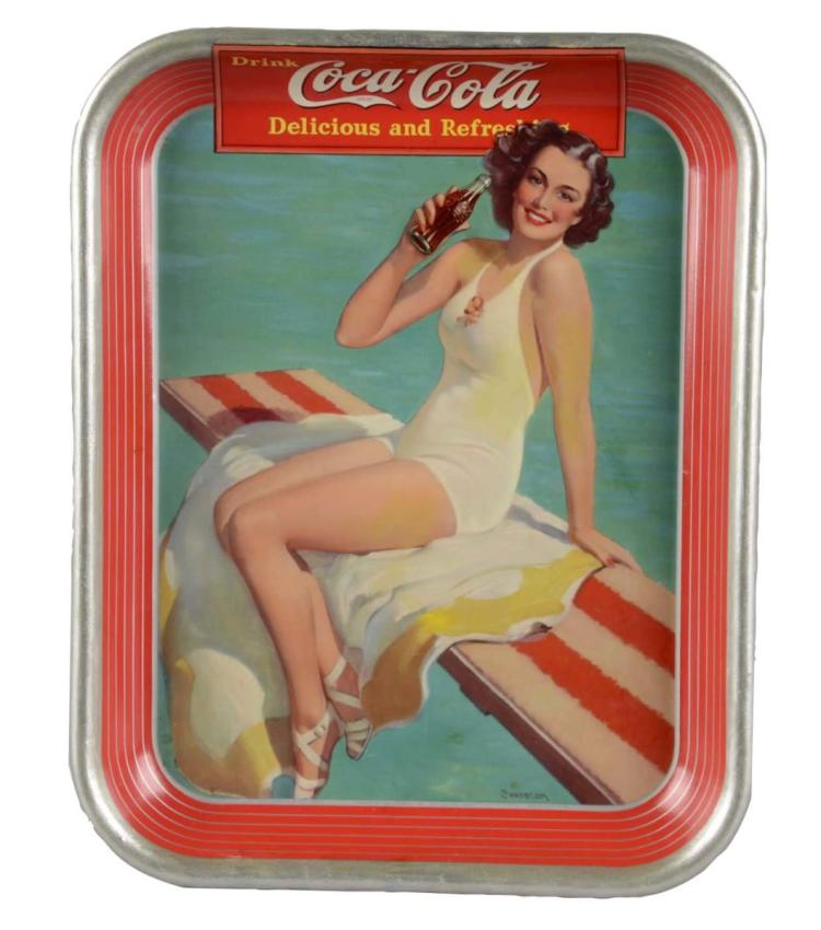 Coca Cola Springboard Girl Tin Serving Tray (1939) - Haddon Sundblom Tablo