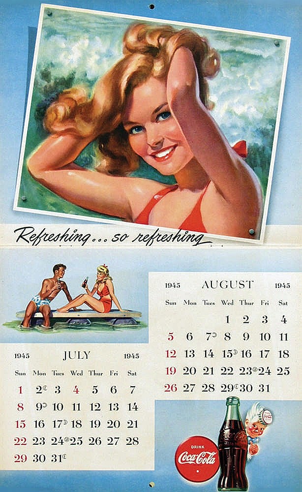 Coca Cola Teen Age Pin Up Girls calendar 1945 (1945) - Haddon Sundblom Tablo
