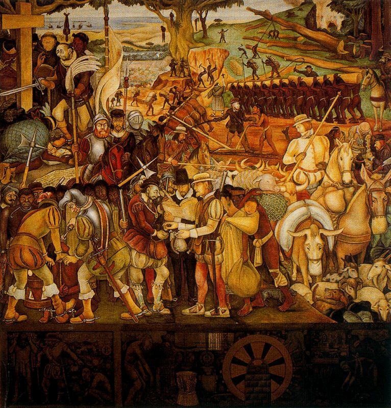 Colonisation, ‘The Great City of Tenochtitlan’ (1945) – Diego Rivera Tablo