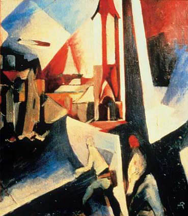 Colorful City with Zeppelin (1916) – Hans Richter Tablo