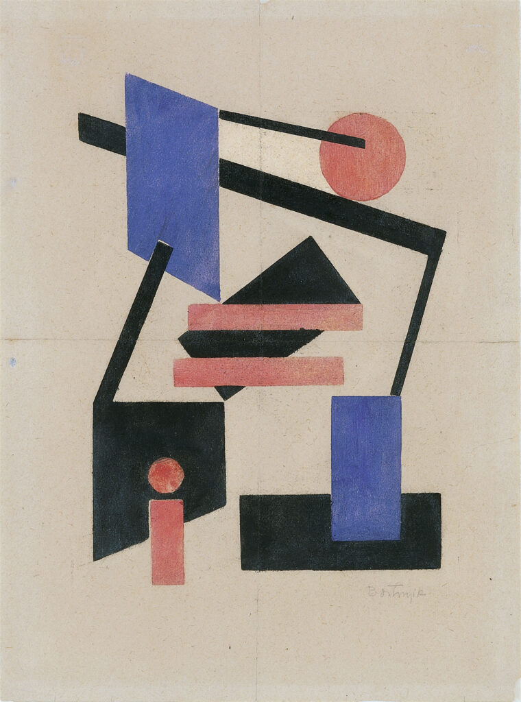 Composition II, Pink and Blue (1921) - Sándor Bortnyik Tablo