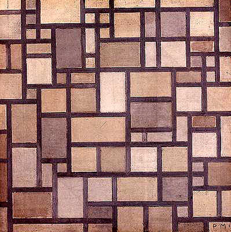 Composition Light Color Planes with Grey Contours (1919) – Piet Mondrian Tablo