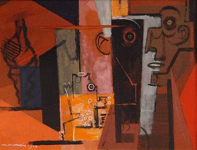 Composition au visage et au coquillage (1939) - Louis Marcoussis Tablo