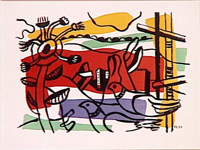 Composition in two birds (Landscape with birds) (1954) - Fernand Léger Tablo