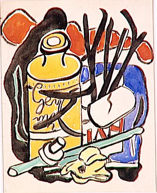 Composition in yellow bottle - Fernand Léger Tablo
