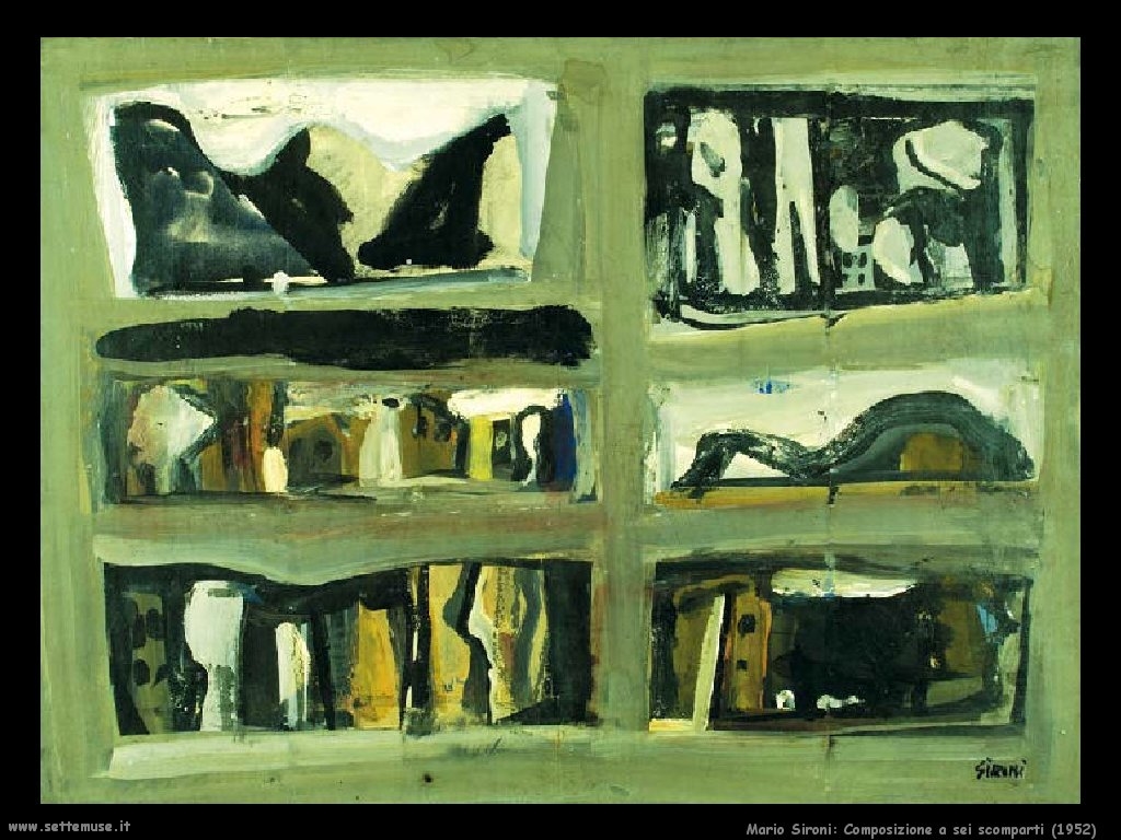 Composition of six sections (1952) – Mario Sironi Tablo
