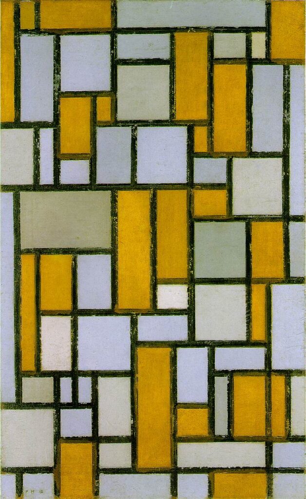 Composition with Gray and Light Brown (1918) - Piet Mondrian Tablo