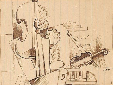 Composition with musical instruments - Gösta Adrian-Nilsson Tablo