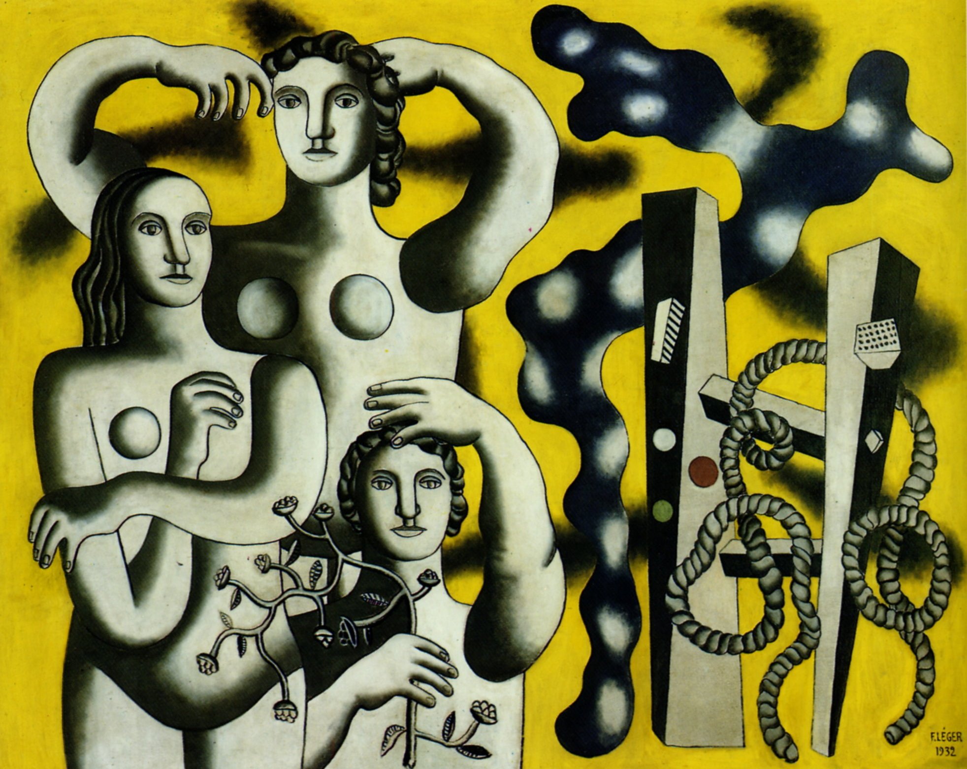 Composition with the three figures (1932) - Fernand Léger Tablo