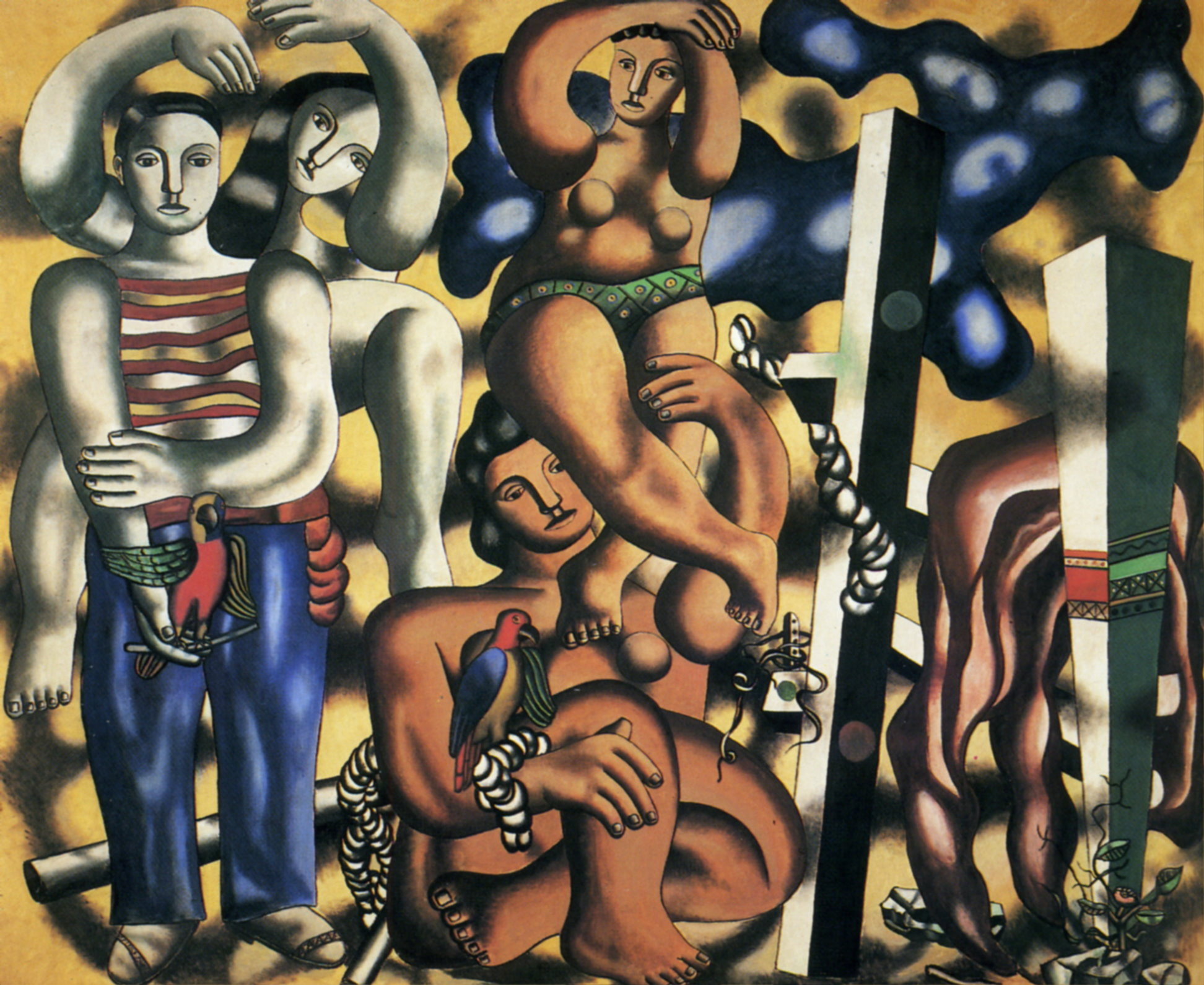 Composition with the two parrots (1935) - Fernand Léger Tablo