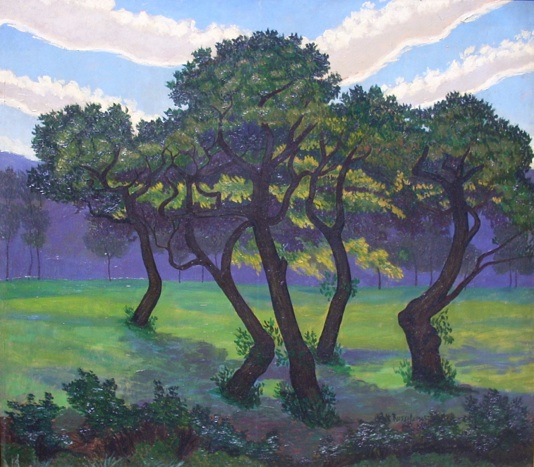 Convivio, (Vecchi castagni) (1945) – Luigi Russolo Tablo