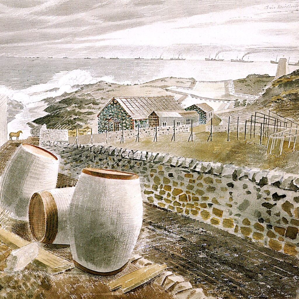 Convoy Passing An Island - Eric Ravilious Tablo