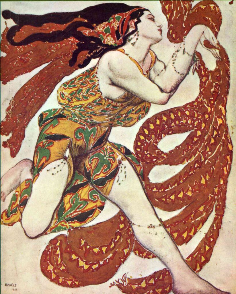 Costume design for a bacchante in 'Narcisse' by Tcherepnin (1911) - Léon Bakst Tablo