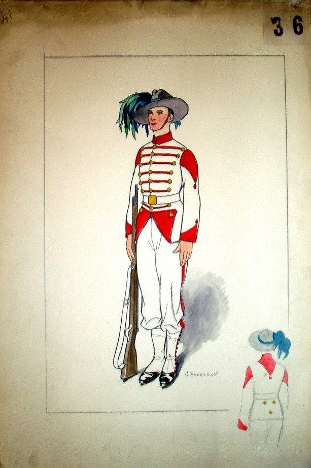 Costume design for an officer with a gun – Jury Annenkov Tablo