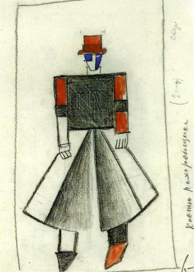 Costume for Victory over the Sun Funeral Performer (1913) - Kazimir Malevich Tablo