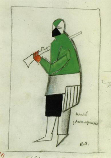 Costume for Victory over the Sun opera. Some evil man (1913) - Kazimir Malevich Tablo