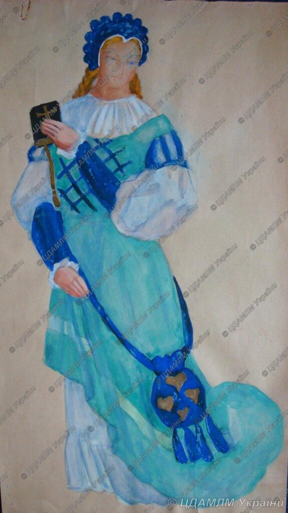 Costume of Elsa to the Opera 'Lohengrin' by Wagner (1933) - Alexander Khvostenko-Khvostov Tablo