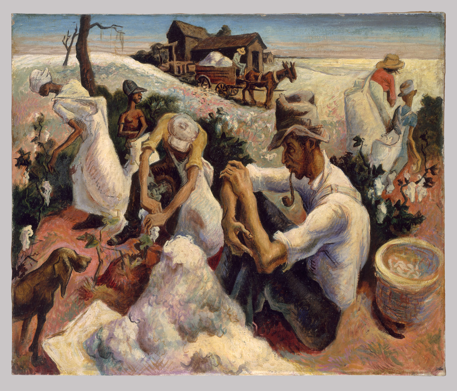 Cotton Pickers, Georgia (1928) - Thomas Hart Benton Tablo